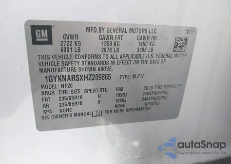 2017 Cadillac Xt5 Standard from USA, damaged, VIN 1GYKNARSXHZ209865